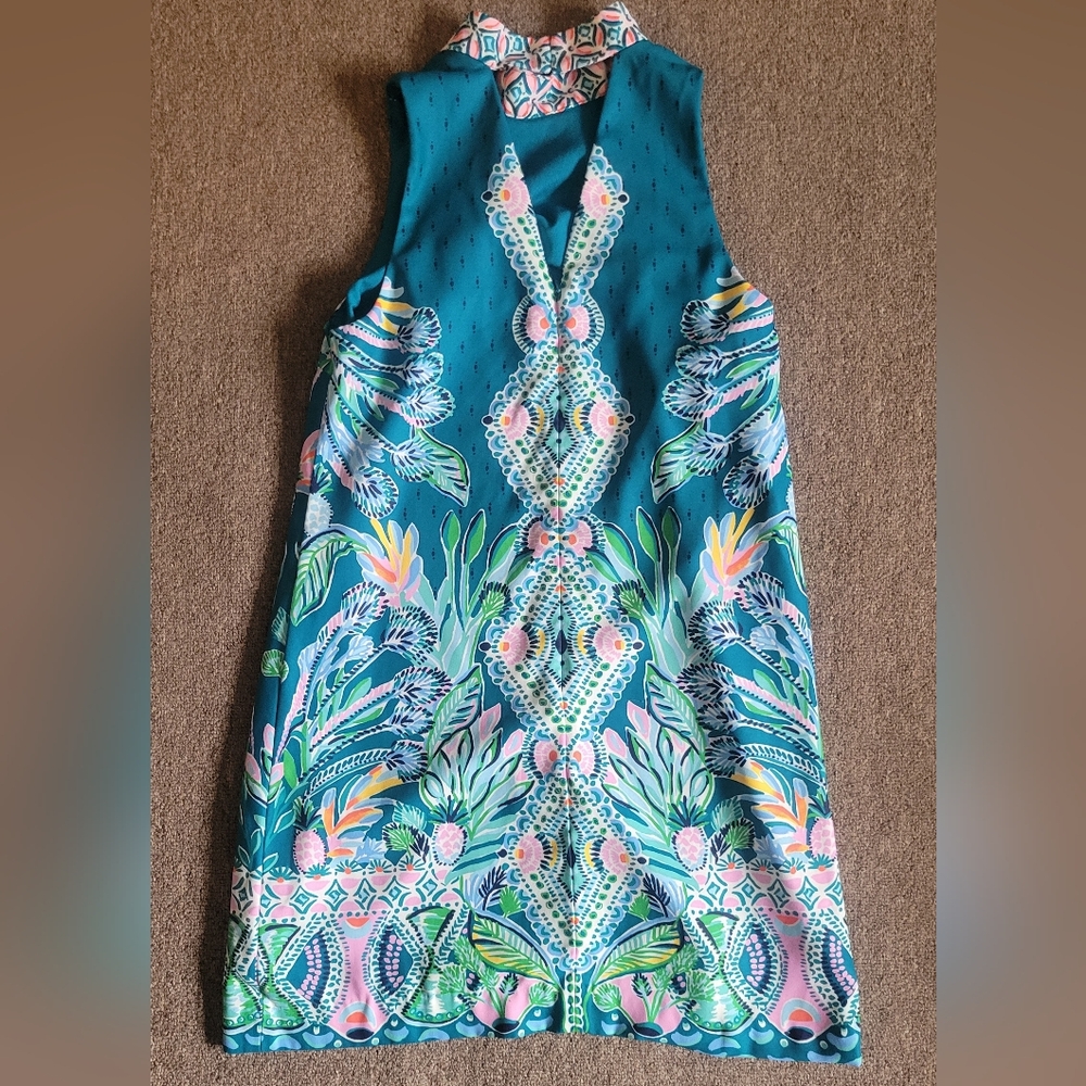 Lilly Pullitzer Brandi Valencia Teal Rain Florist Shift Dress Sz 6 - Picture 15 of 16